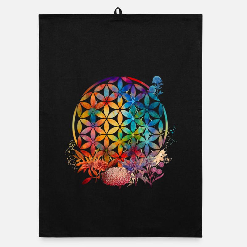 Cercle de couleur Fleur de Vie Motif Torchon bio