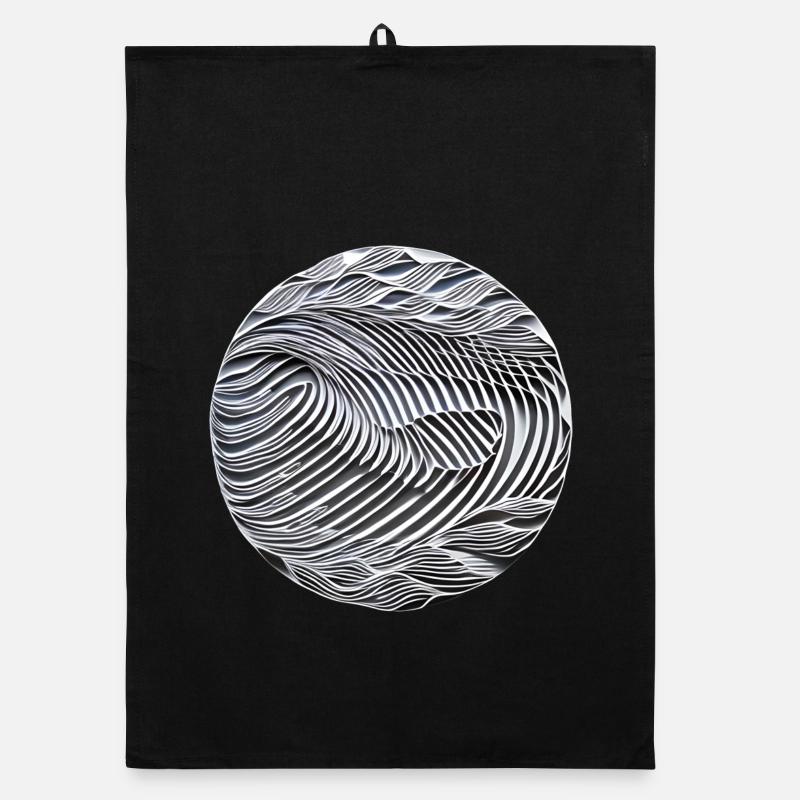 Abstract black and white waves Organic dish towel