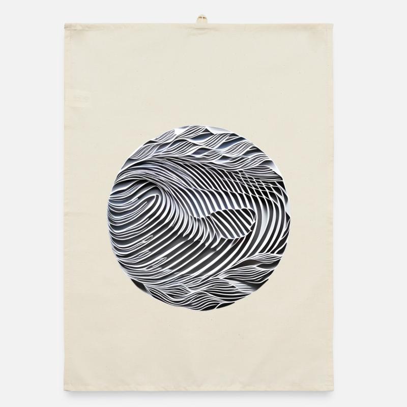Ondes abstraites noir et blanc Torchon bio