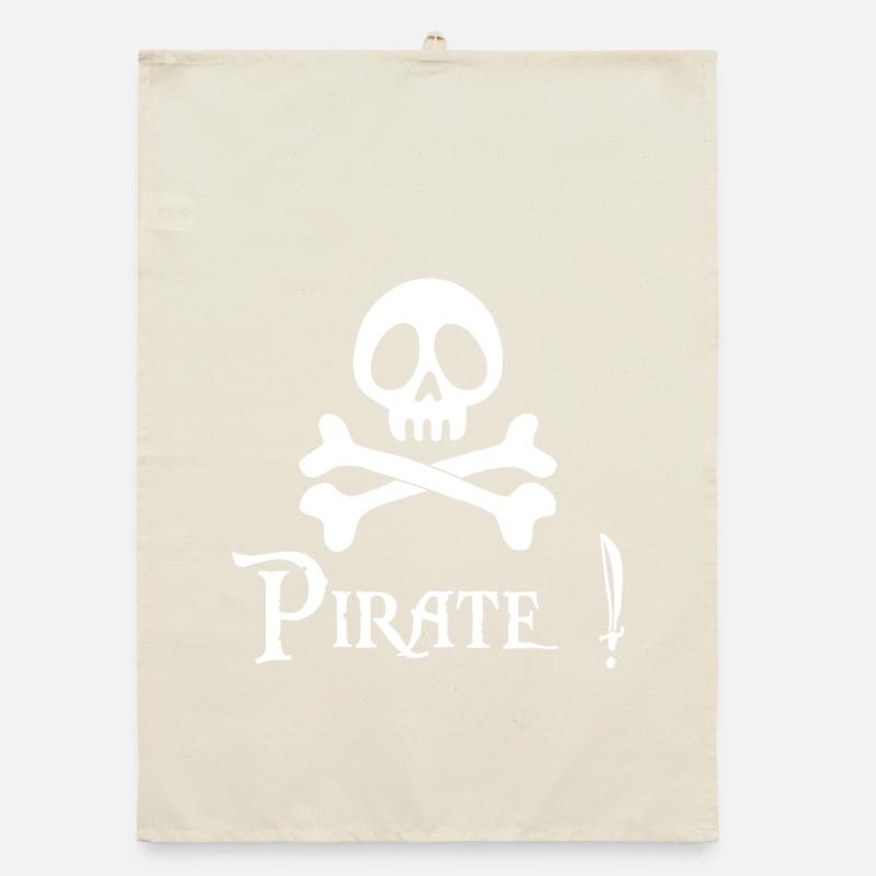 Pirate! (white) Organic dish towel
