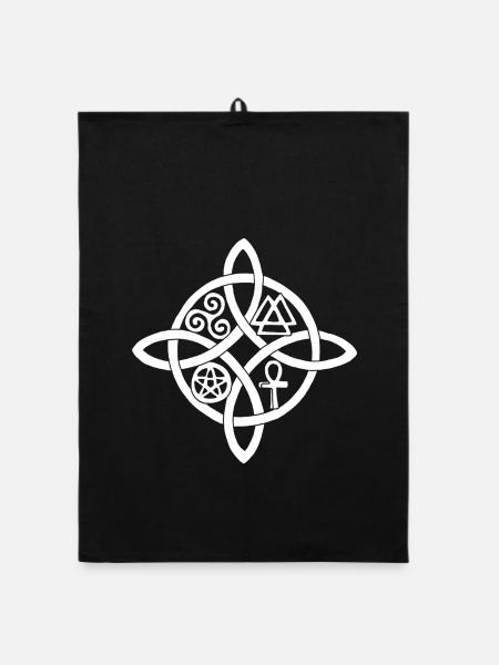 White Witch's Knot - Organic dish towel - black - Front