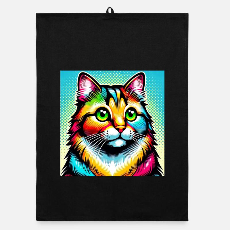 Katze Pop Art Organic Geschirrtuch