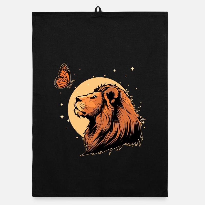 Löwe mit Schmetterling Organic Geschirrtuch