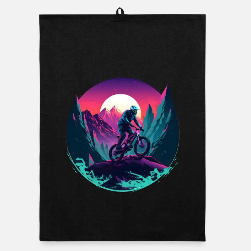 Mountain Biking Vaporwave Organic dish towel