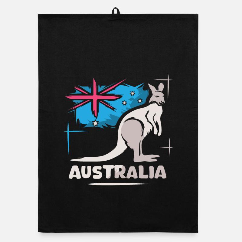Australie Kangourou Bande dessinée Drapeau Nature Animaux Logo Torchon bio