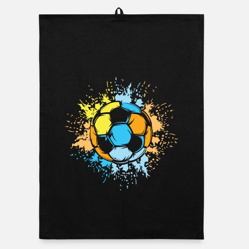 Fußball Sonne Farben Farbexplosion Ball Mannschaft - Organic Geschirrtuch - Schwarz
