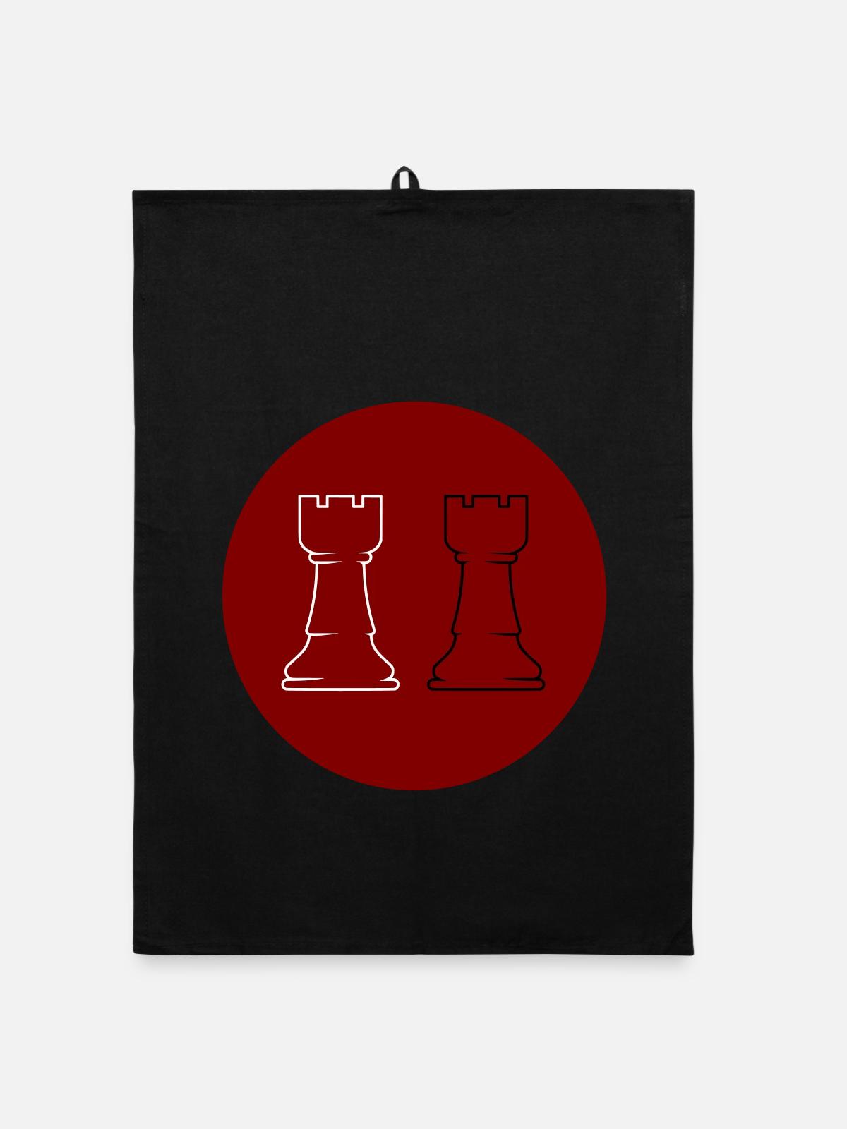 Échecs 2 Tours - Torchon bio - noir - Devant