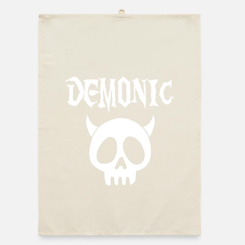 Weißer dämonischer Schädel Organic Geschirrtuch