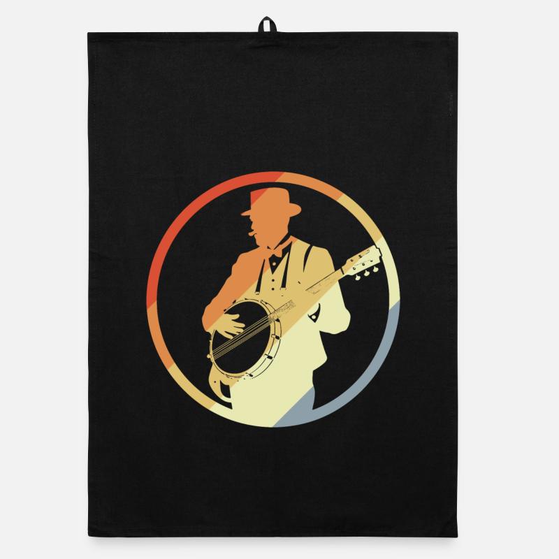 Banjo Player Vintage Organic dish towel