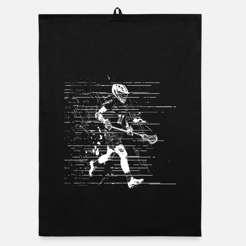 Lacrosse Player Drawing Organic dish towel