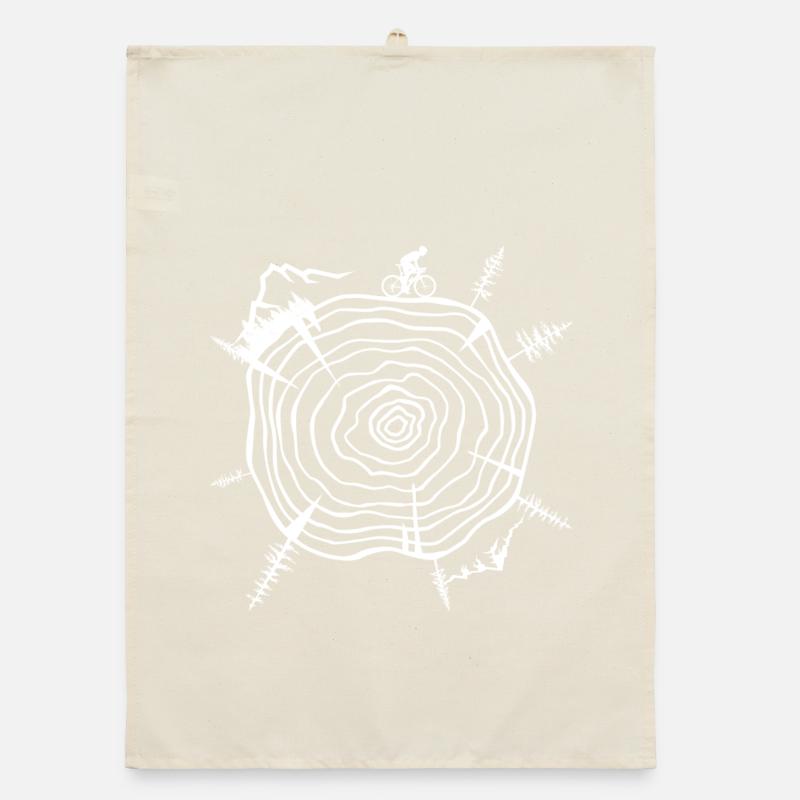 Nature-Inspired Tree Ring Bicycle Scene Organic dish towel