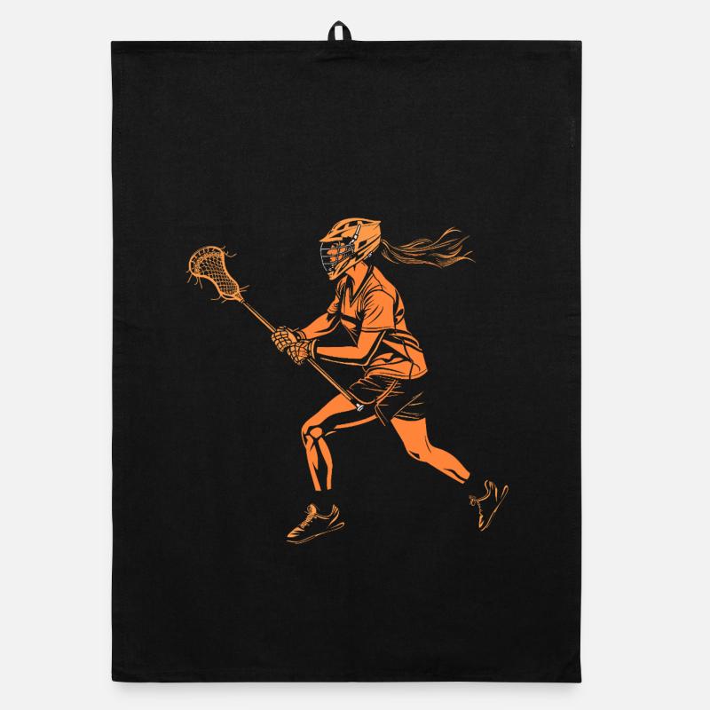 90s lacrosse player Organic dish towel