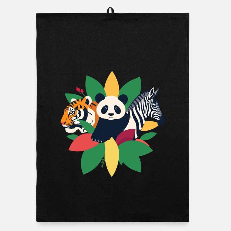 Tiger Panda Zebra Organic dish towel
