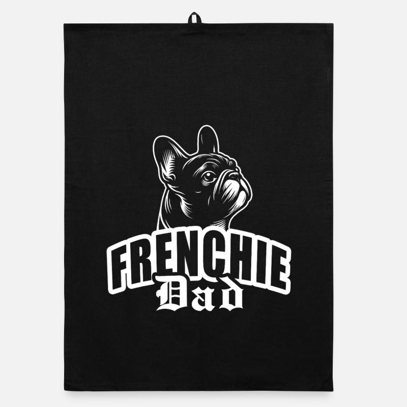 "Frenchie Dad" with dog head Organic dish towel