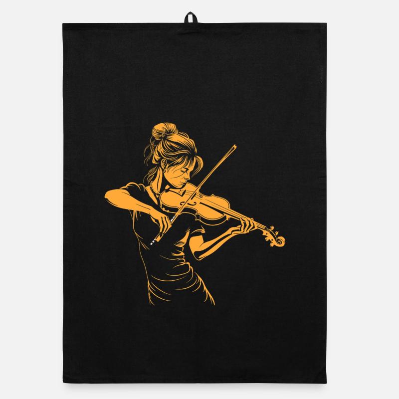 Geigenmädchen Grafik Organic Geschirrtuch