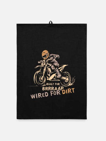 Motocross Biker Logo - Motorcycle and Offroad Symbol - Organic dish towel - black - Front