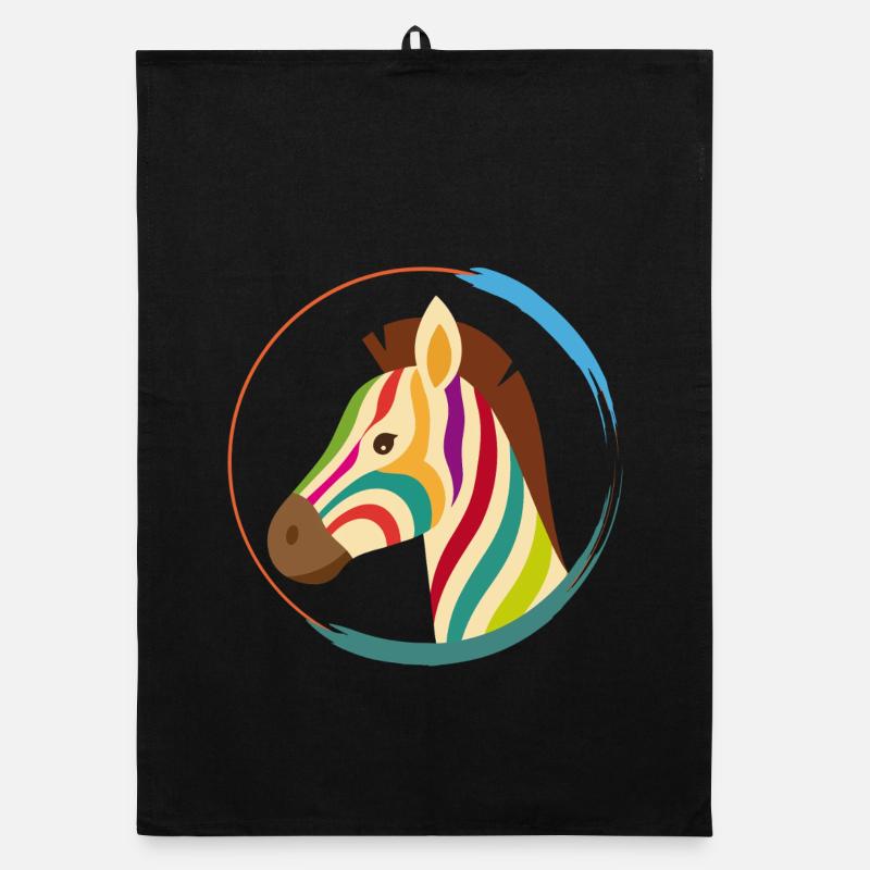 Colourful zebra – unique striped look Organic dish towel