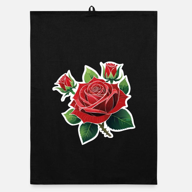 Rote Rose – Rockabilly Organic Geschirrtuch