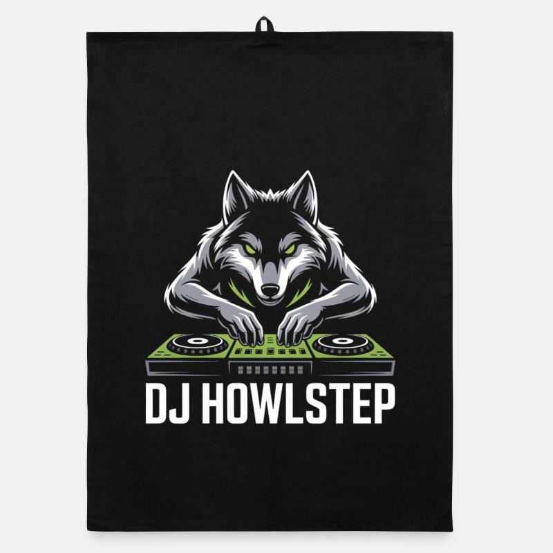 DJ HOWLSTEP Wolf Mixer Club Rave Organic dish towel