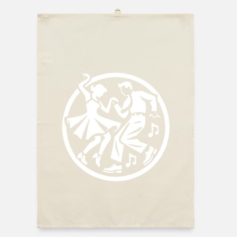 Rock ’n’ Roll Silhouetten Design Organic Geschirrtuch