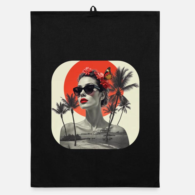 Retro T-Shirt Collage - Organic Geschirrtuch - Schwarz