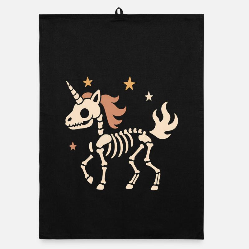 Skelett Unicorn Sternenreigen Organic Geschirrtuch