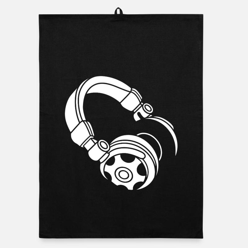 Headphone Silhouette: DJ & Music Vibes Organic dish towel