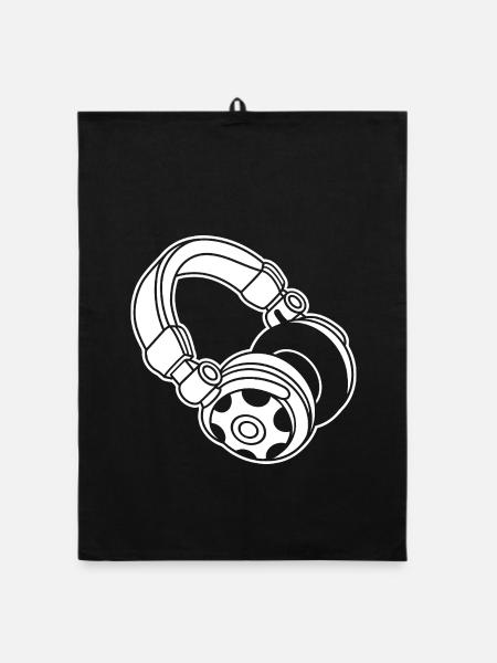 Headphone Silhouette: DJ & Music Vibes - Organic dish towel - black - Front