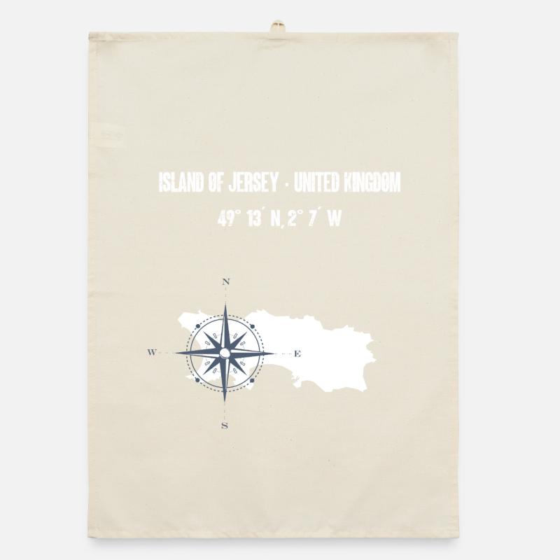 Jersey Island Map Coordinates Compass Organic dish towel