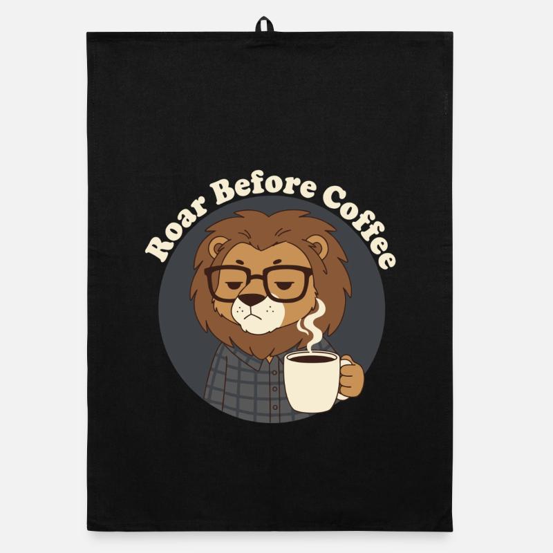 Not Before Coffee Lion with Coffee Organic dish towel