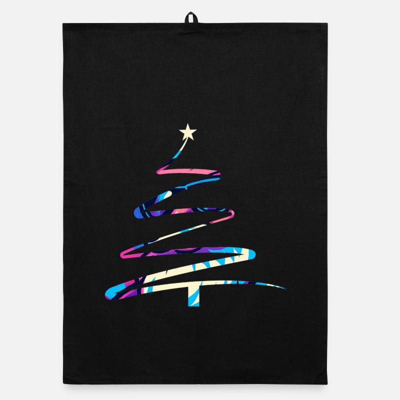 Weihnachtsbaum One-Line Design – Modern & Bunt Organic Geschirrtuch
