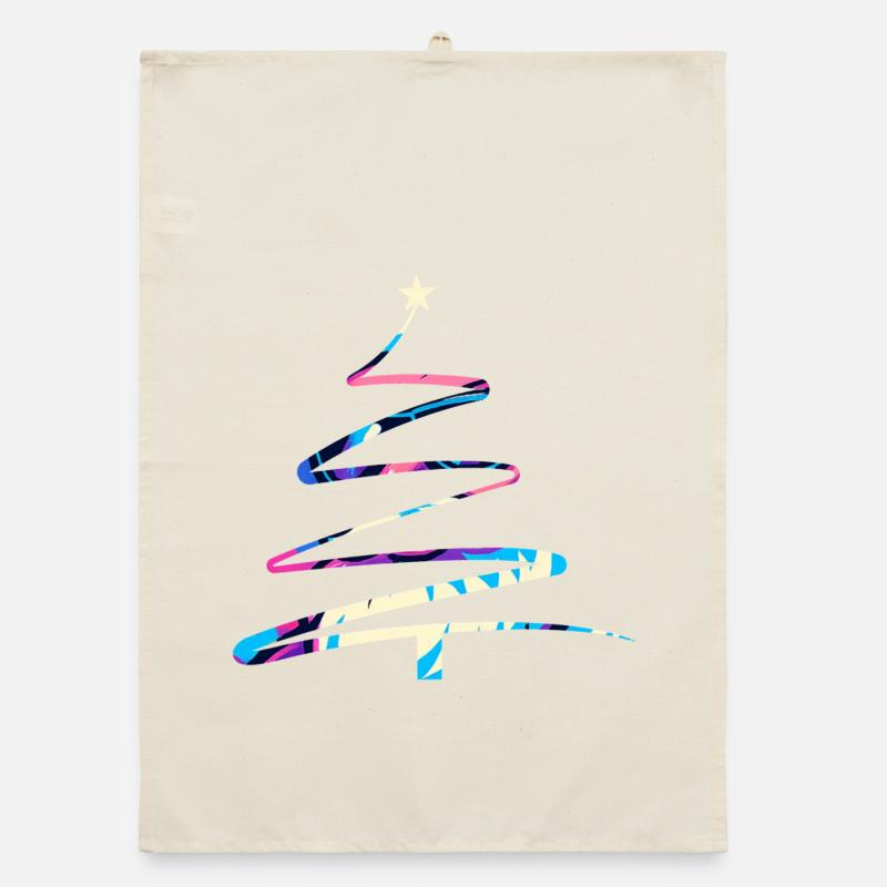 Christmas Tree One-Line Design – Modern & Colorful Organic dish towel