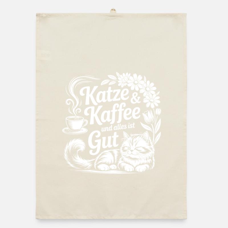 Le chat et le café – Tout va bien Torchon bio