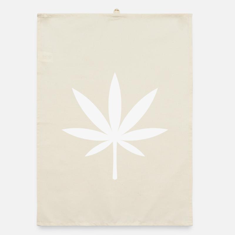 Cannabis / Marijuana / Feuille de chanvre (blanc) Torchon bio