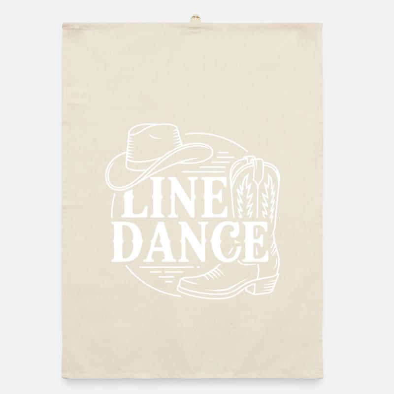 Line Dance Western Bootskizze Organic Geschirrtuch