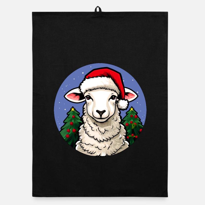 Schafe Weihnachten - Organic Geschirrtuch - Schwarz