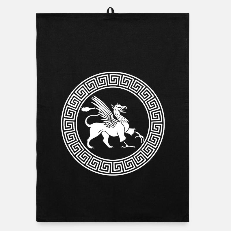 Ancient White Griffin Symbol Organic dish towel