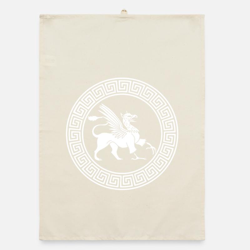 Ancient White Griffin Symbol Organic dish towel