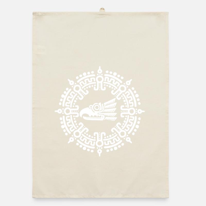 Symbole aztèque blanc Torchon bio