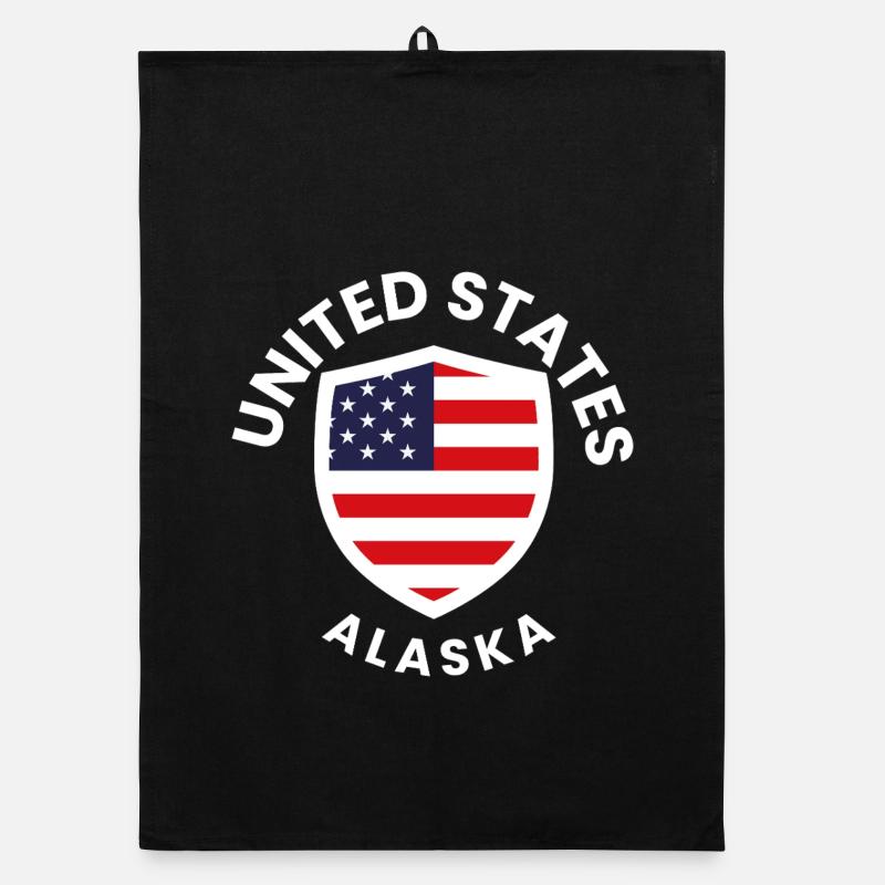 Alaska USA Schild mit Flagge Organic Geschirrtuch