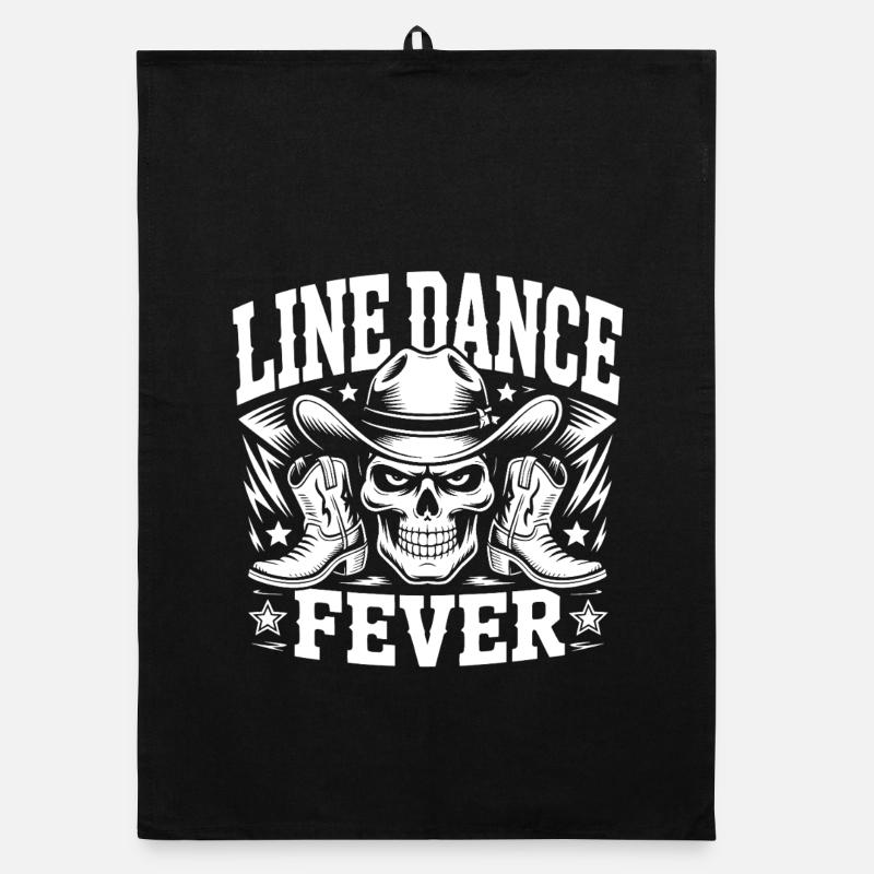 Line Dance Skull Boots Organic dish towel