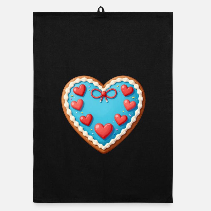 Lebkuchenherz Herz Geschenk Valentinstag Organic Geschirrtuch
