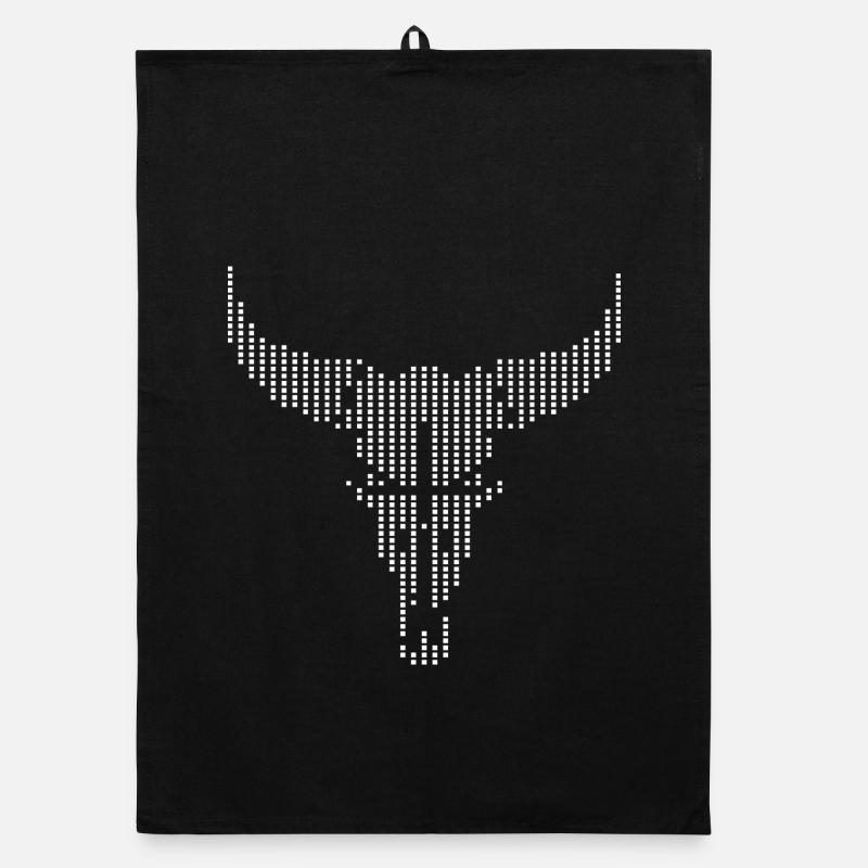 Dotted Longhorn Skull Organic dish towel