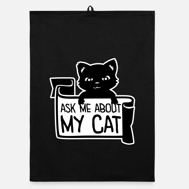 Ask Me About My Cat Katze Haustier Liebe Tierliebe Organic Geschirrtuch