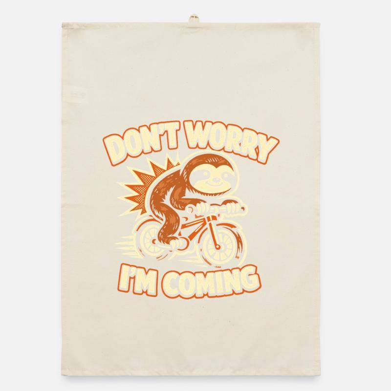 Sloth Bicycle Funny Gift Cute Organic dish towel
