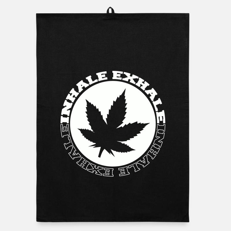 Cannabis Blatt Rundlogo Organic Geschirrtuch