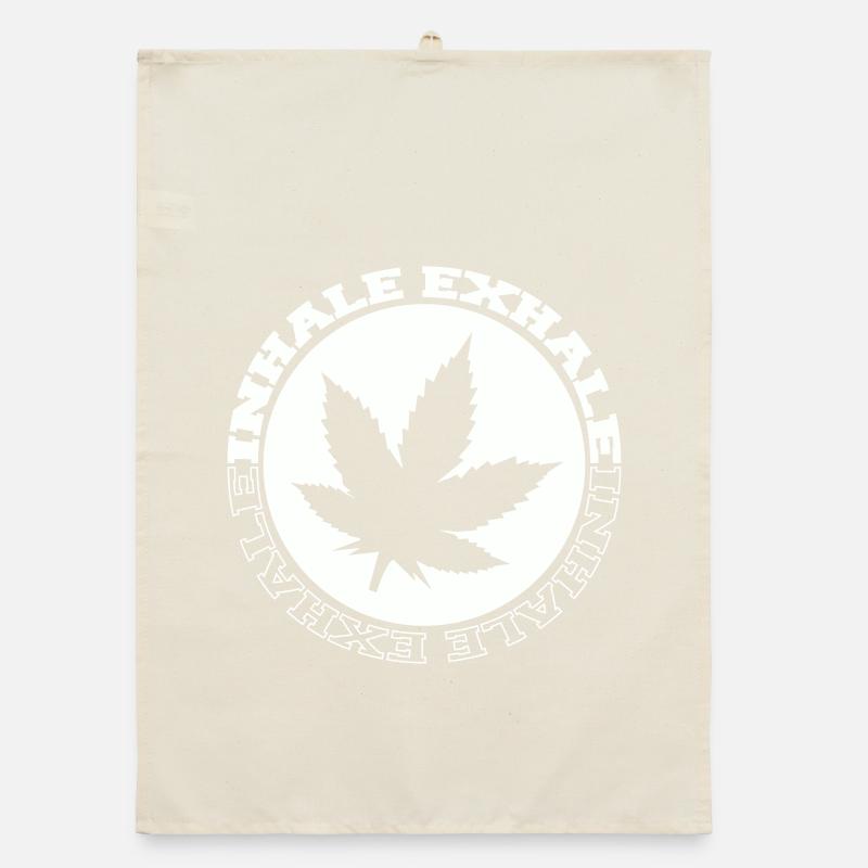 Cannabis Blatt Rundlogo Organic Geschirrtuch