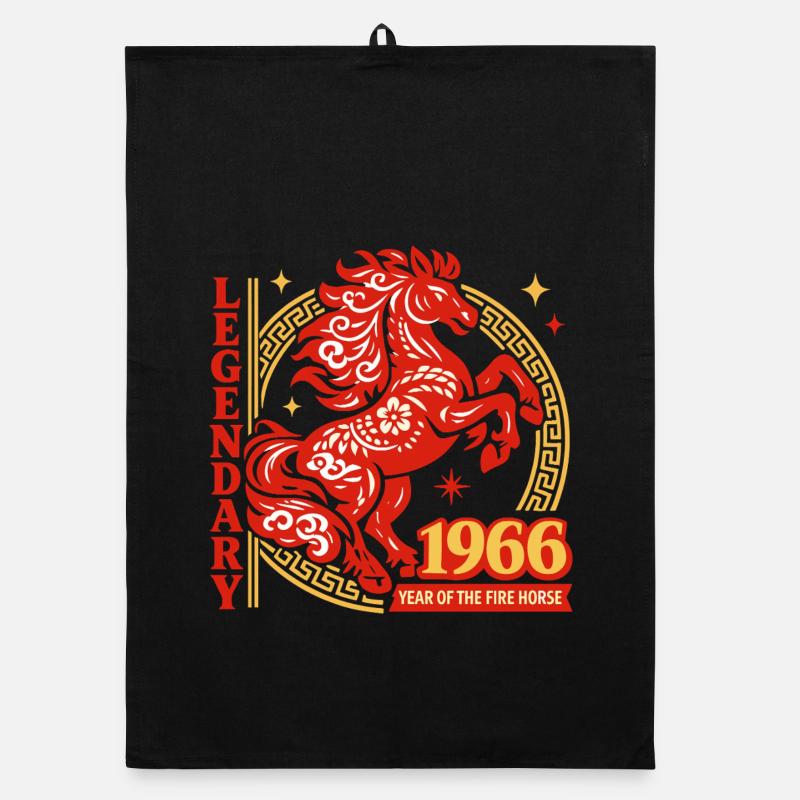 1966 Fire Horse Legend 60th Birthday Gift Organic dish towel