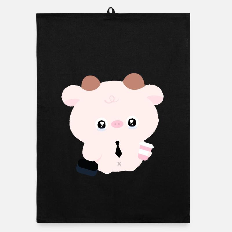 Vache Kawaii en cravate avec café Torchon bio