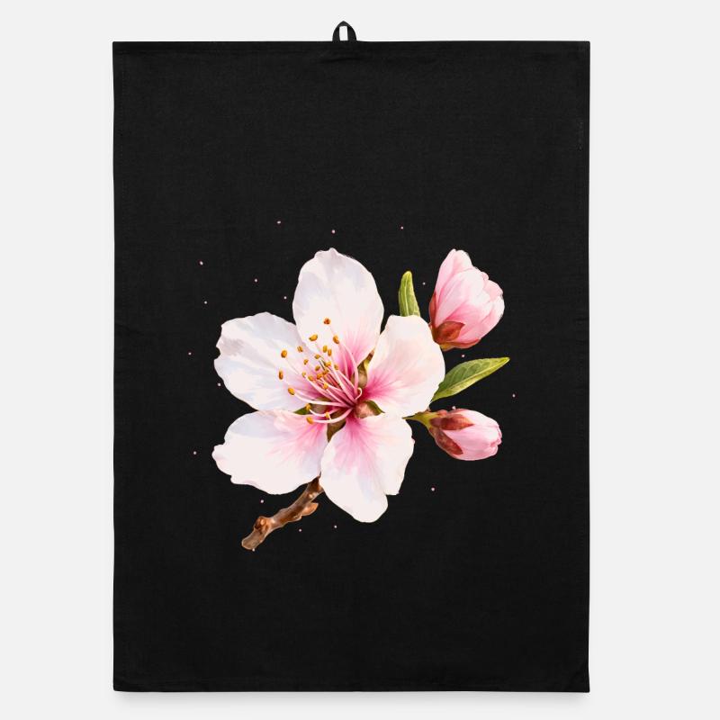 Fleurs d’amandier, fleur rose de printemps, fleur de printemps Torchon bio